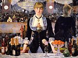 Bergere Canvas Paintings - A Bar at the Folies-Bergere
